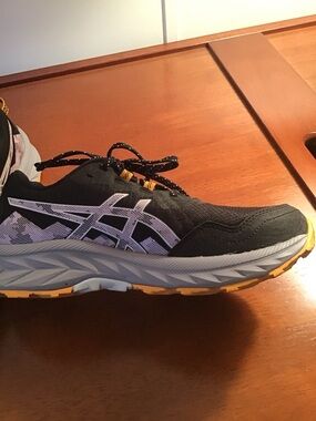 Asics Black Athletic Sneakers with Orange Highlights size 7.5